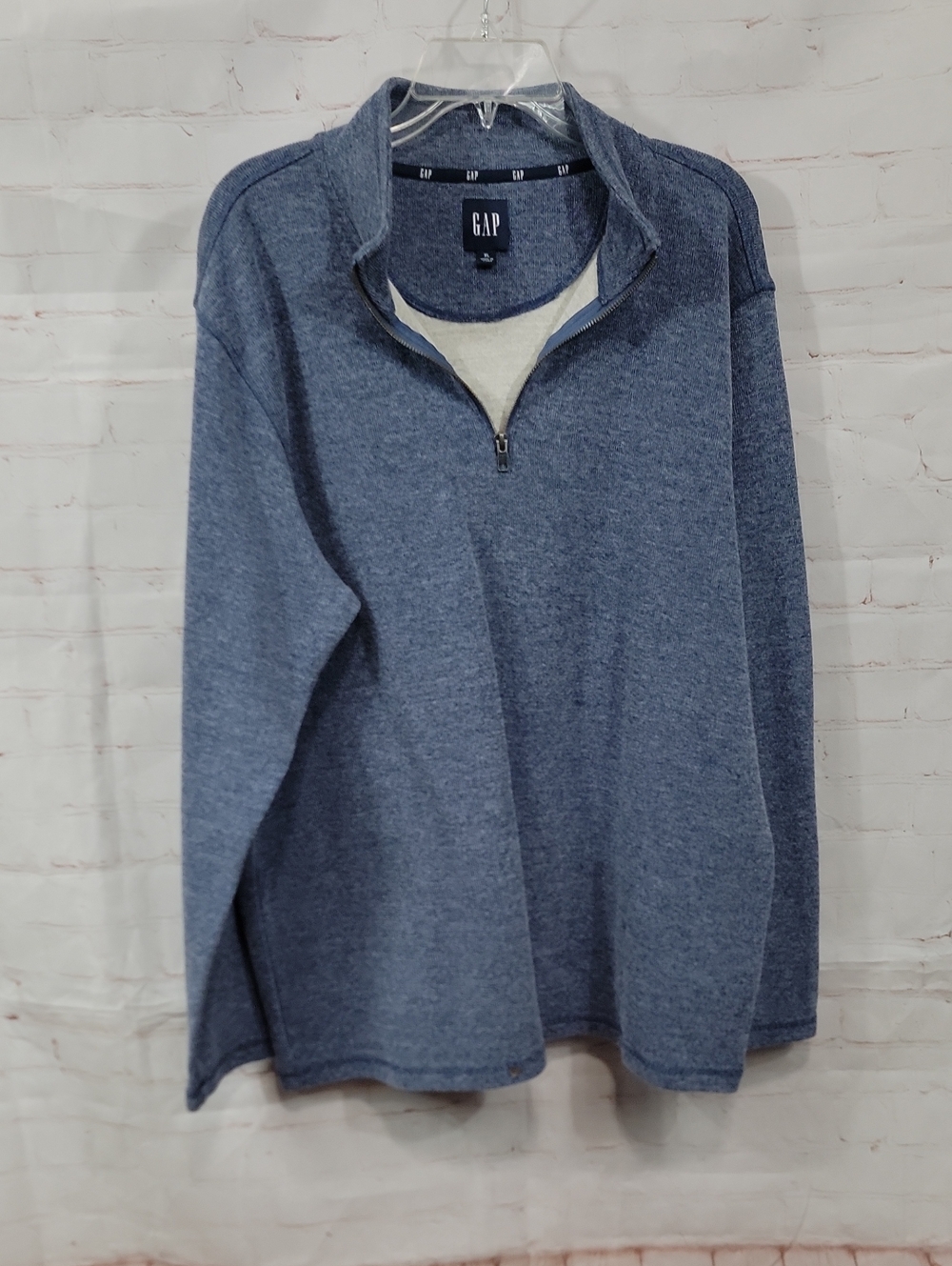 GAP Men's Heather Blue Quarter-Zip Sweater